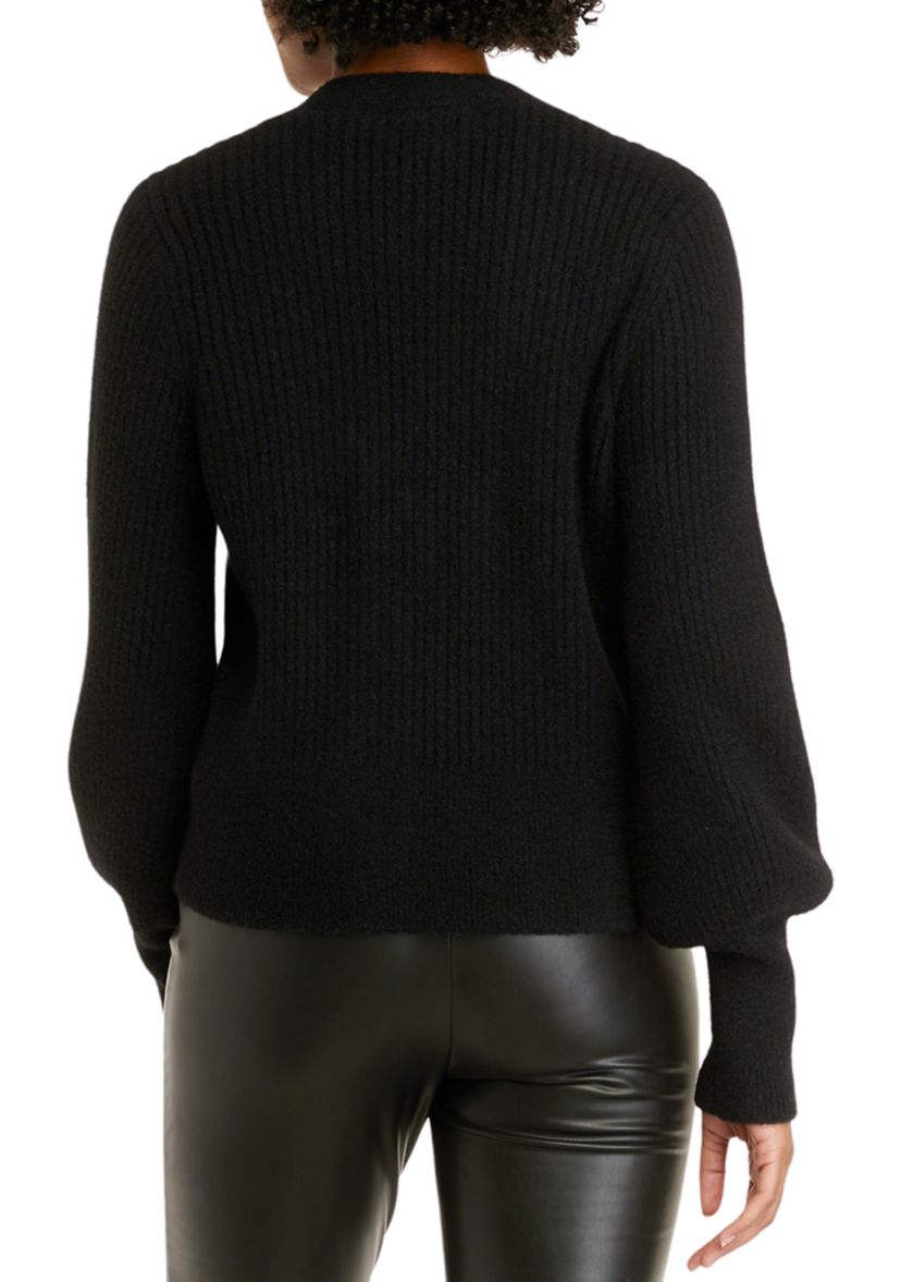 Womens Long Sleeve Crystal Button Rib Cardigan Sweater