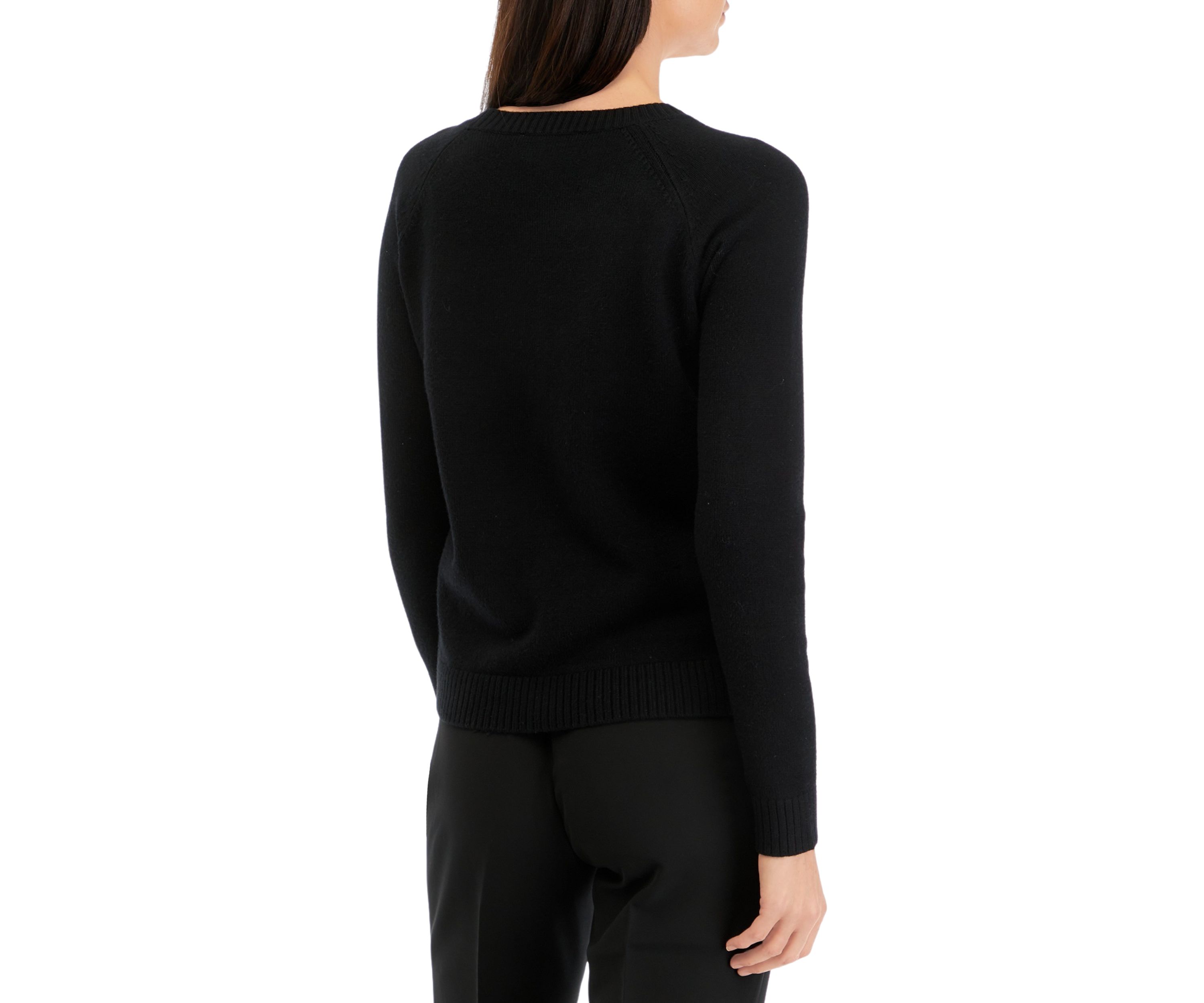 Womens Long Sleeve Vegan Leather Front Sweater