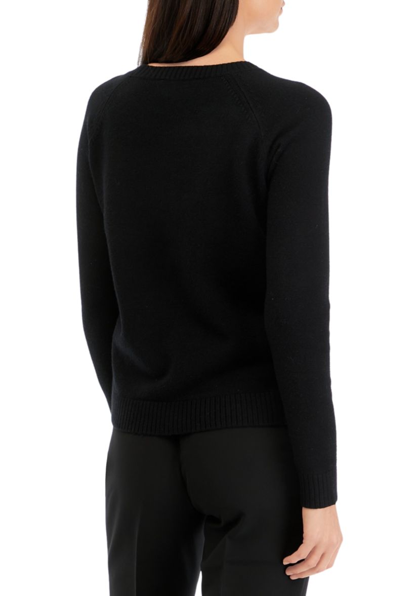 Womens Long Sleeve Vegan Leather Front Sweater