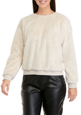 Women's Long Sleeve Cozy Faux Fur Top