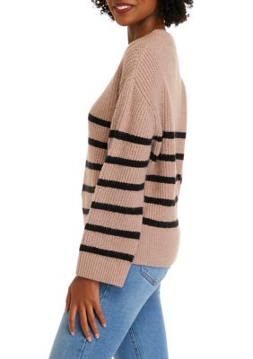 Women's Long Sleeve Striped Crew Neck Sweater