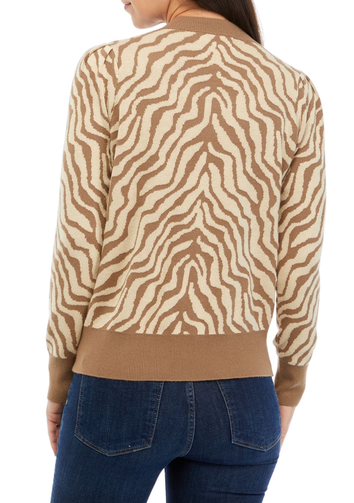 Womens Printed Crew Neck Sweater