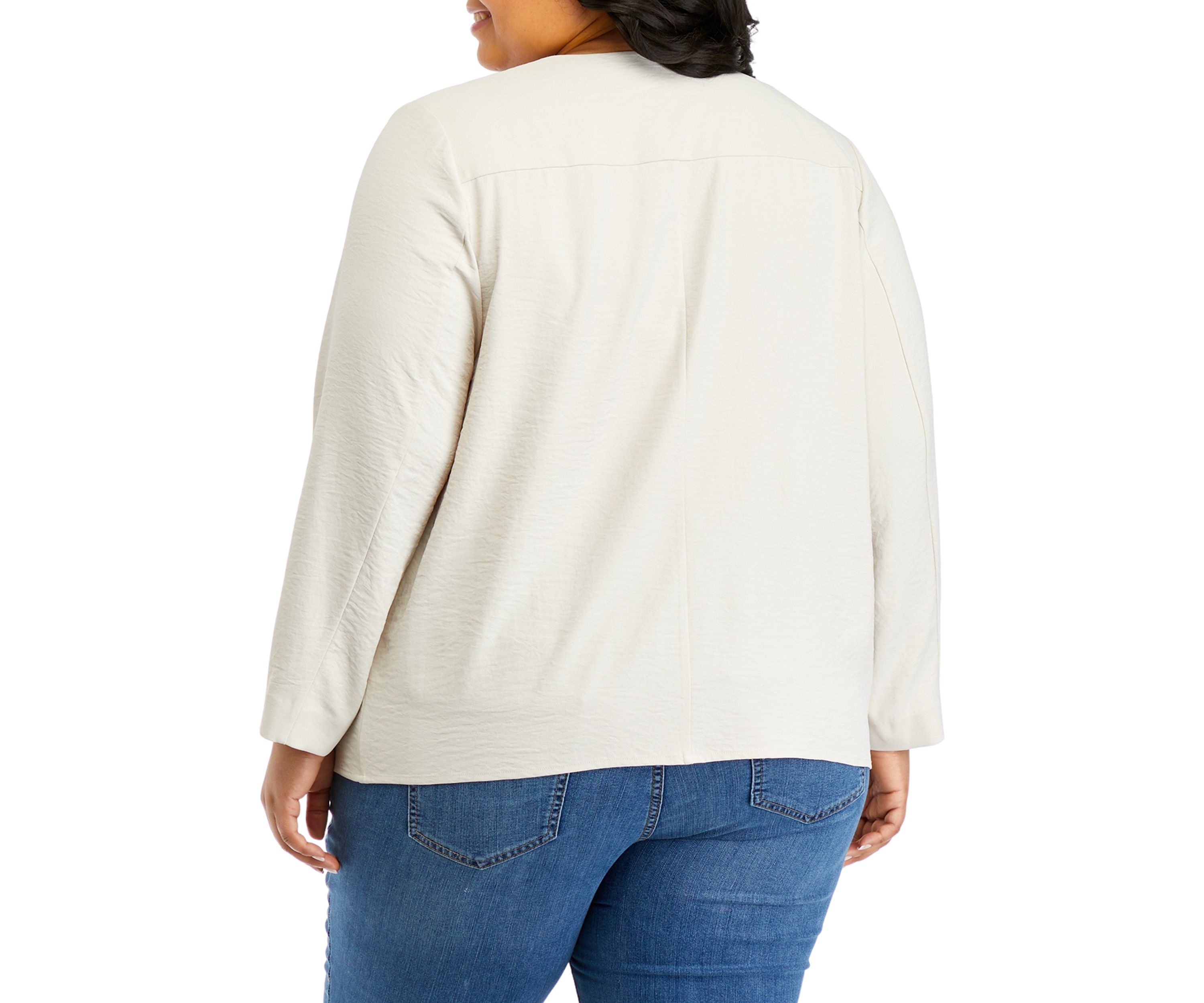 Plus Size Long Sleeve Drape Front Jacket