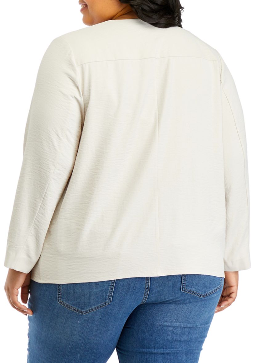 Plus Size Long Sleeve Drape Front Jacket