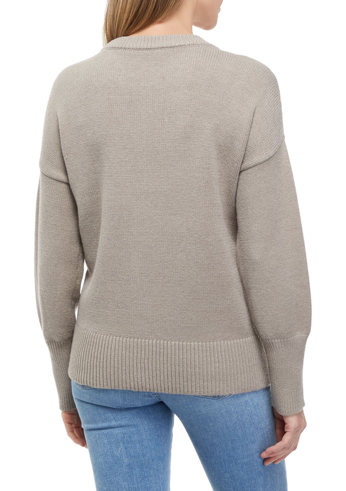 Womens Crew Neck Drop Shoulder Sweater 