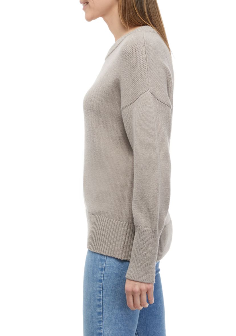 Womens Crew Neck Drop Shoulder Sweater 