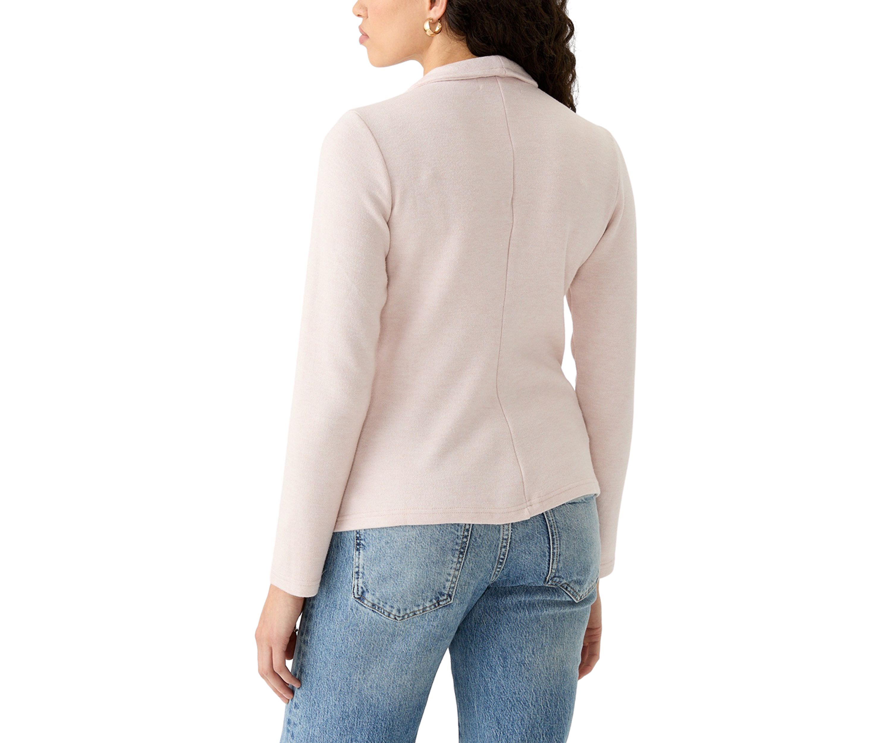 Petite Long Sleeve Open Front Moto Jacket with Zipper Pockets