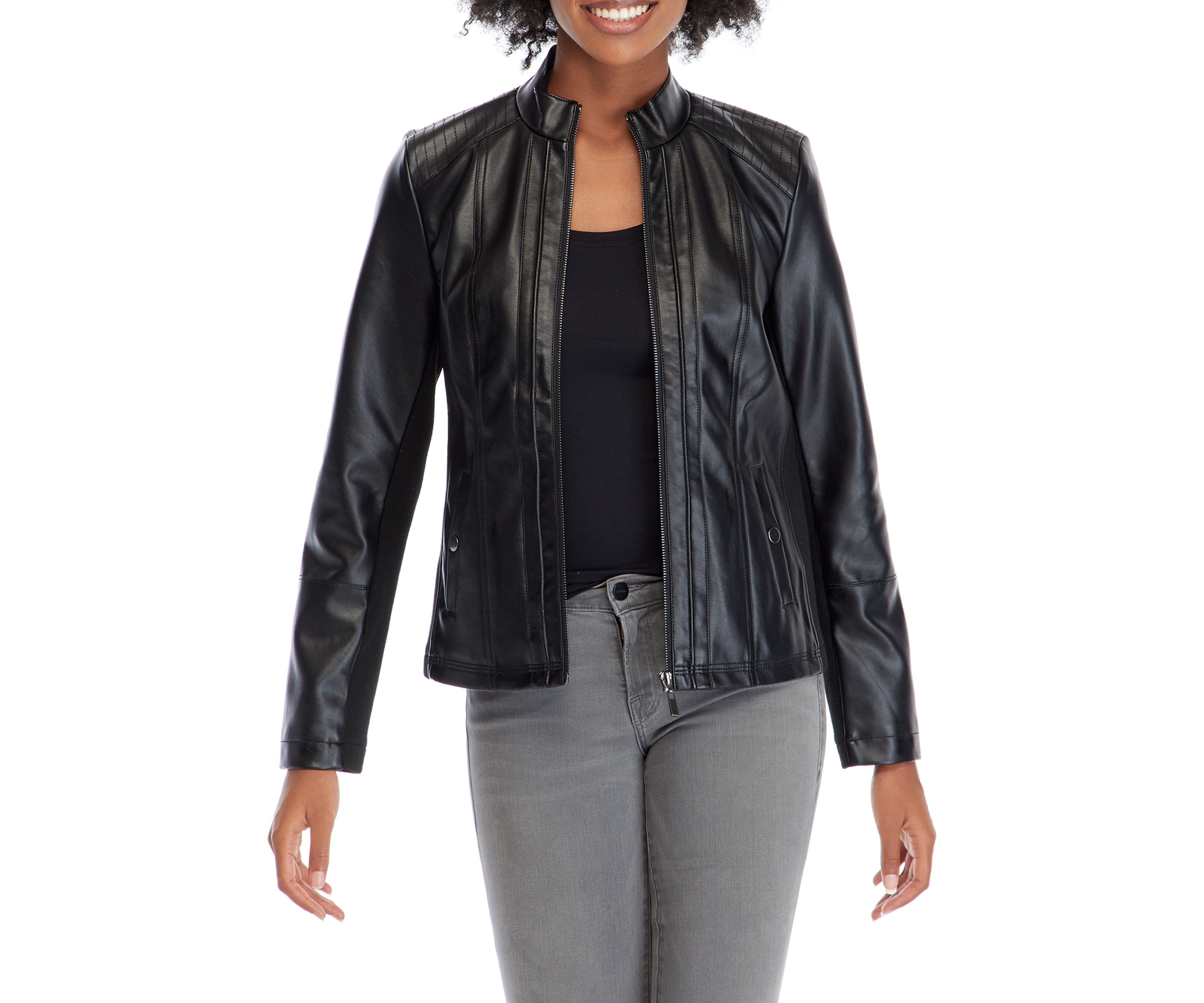 Womens Faux Leather Moto Jacket