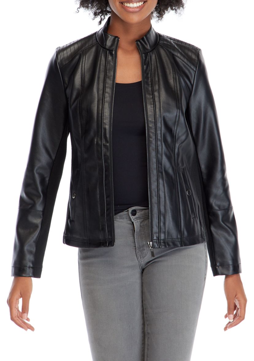 Womens Faux Leather Moto Jacket