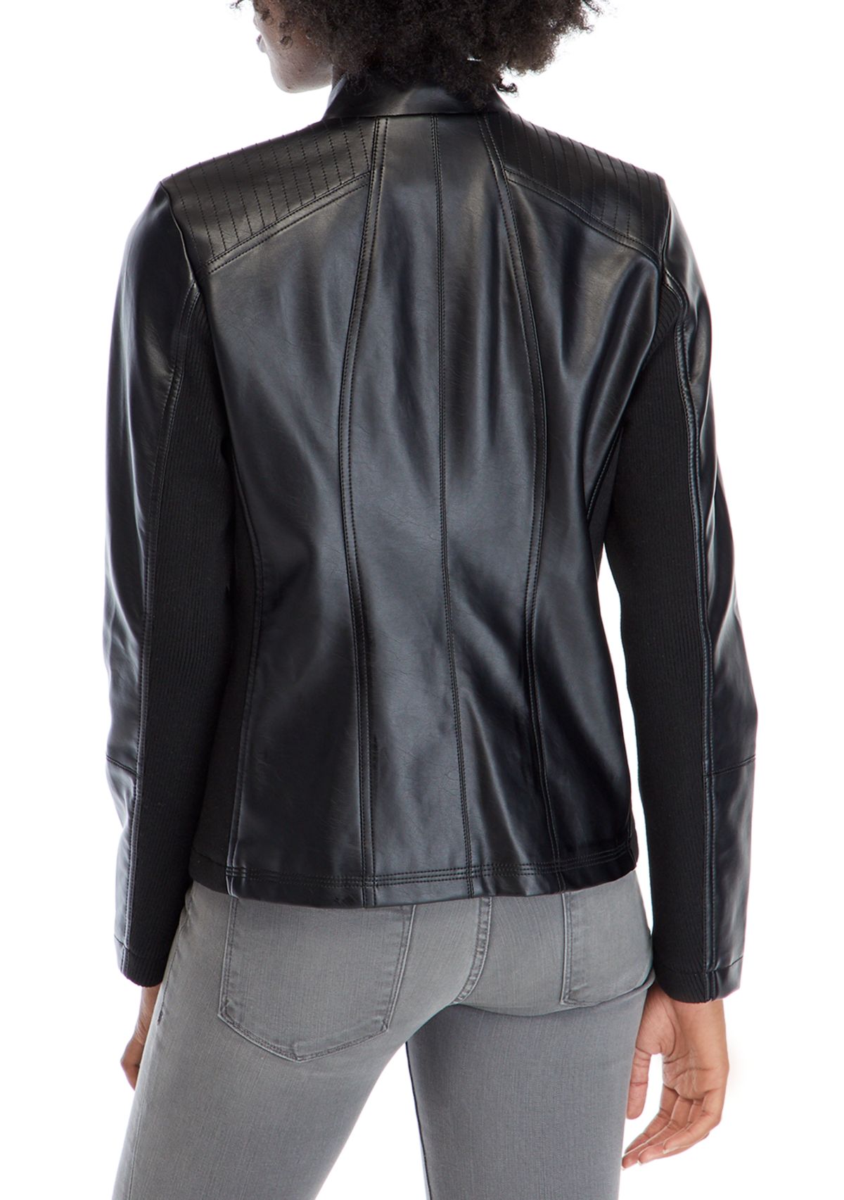 Womens Faux Leather Moto Jacket
