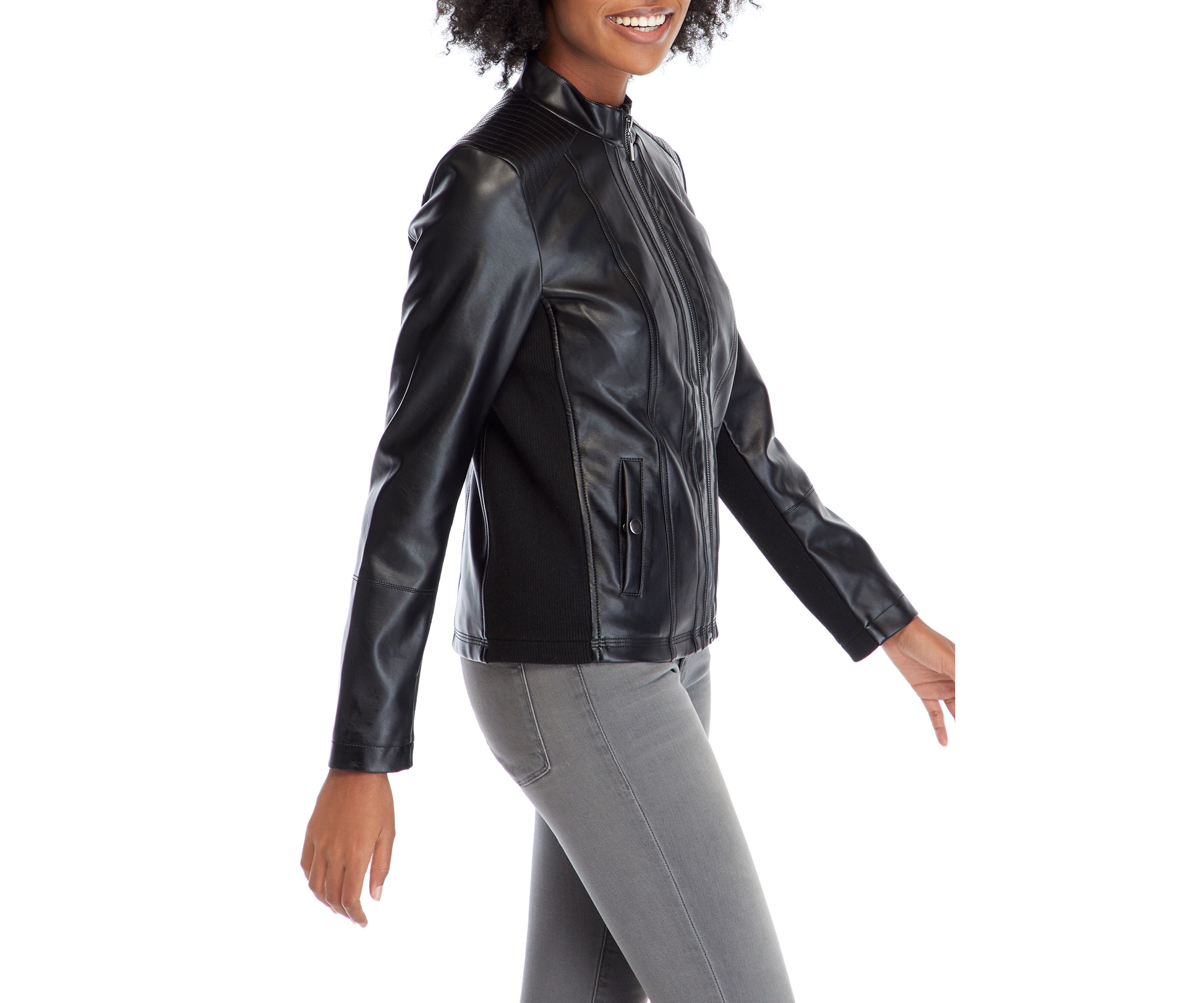 Womens Faux Leather Moto Jacket