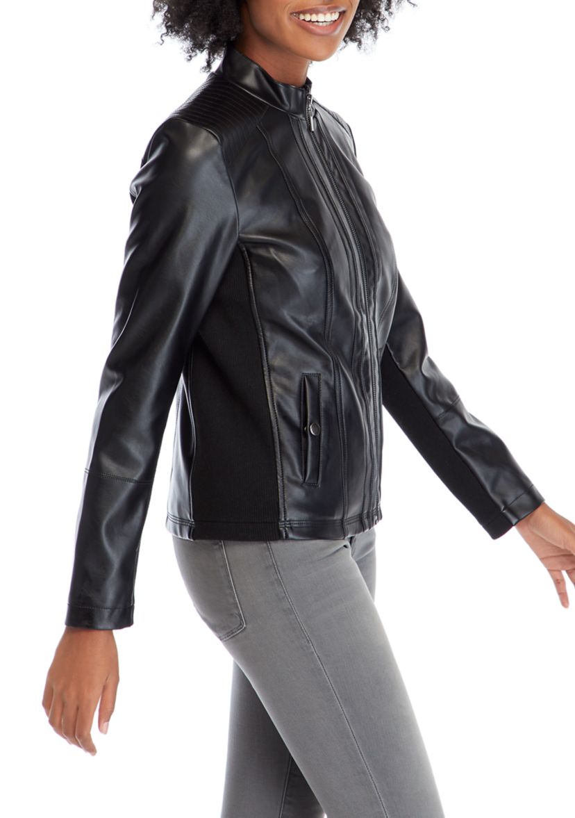 Womens Faux Leather Moto Jacket