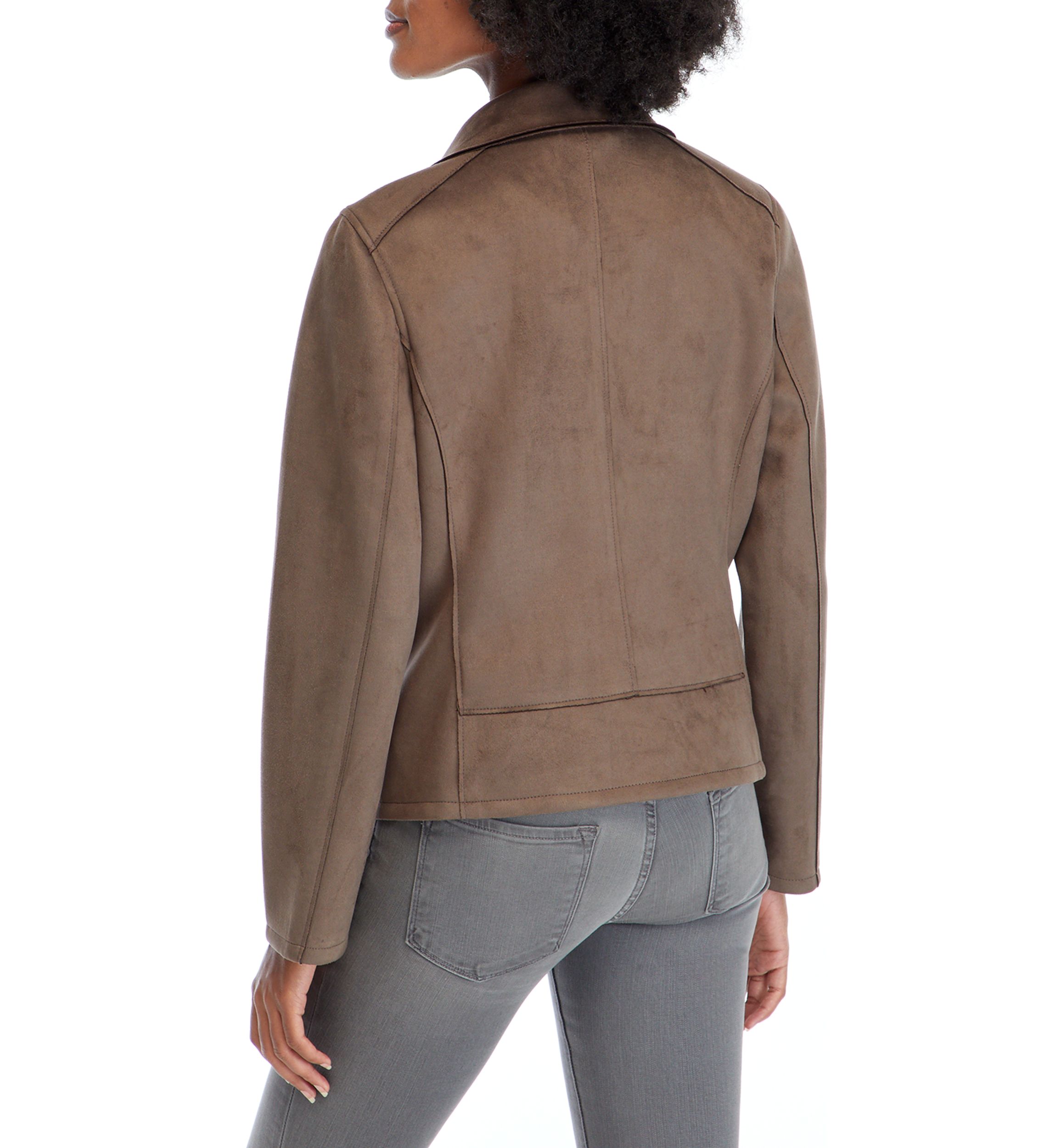 Womens Faux Suede Moto Jacket