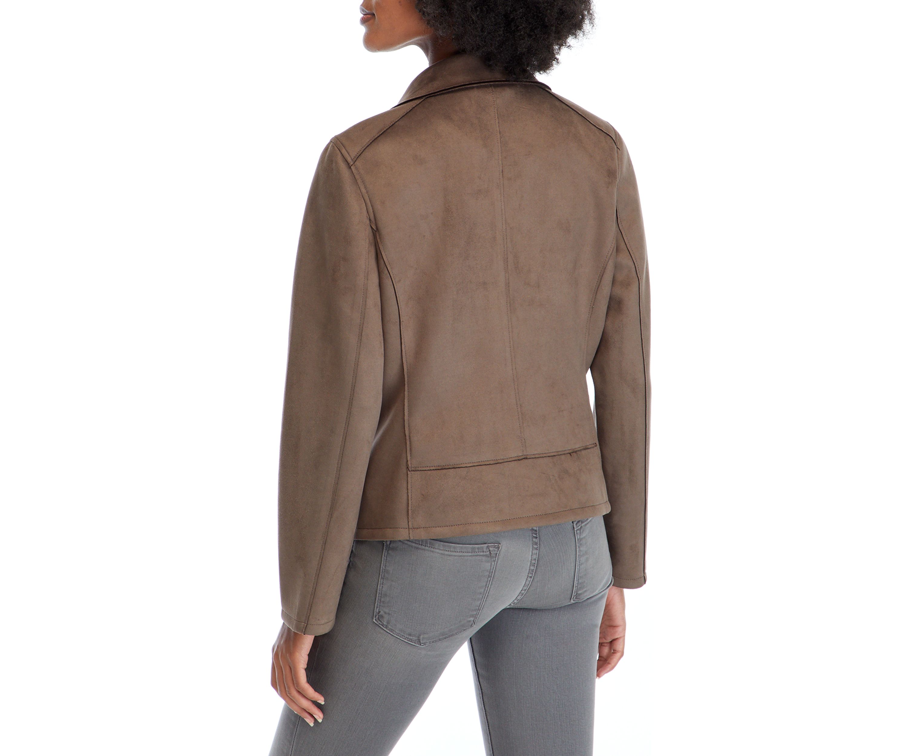 Womens Faux Suede Moto Jacket