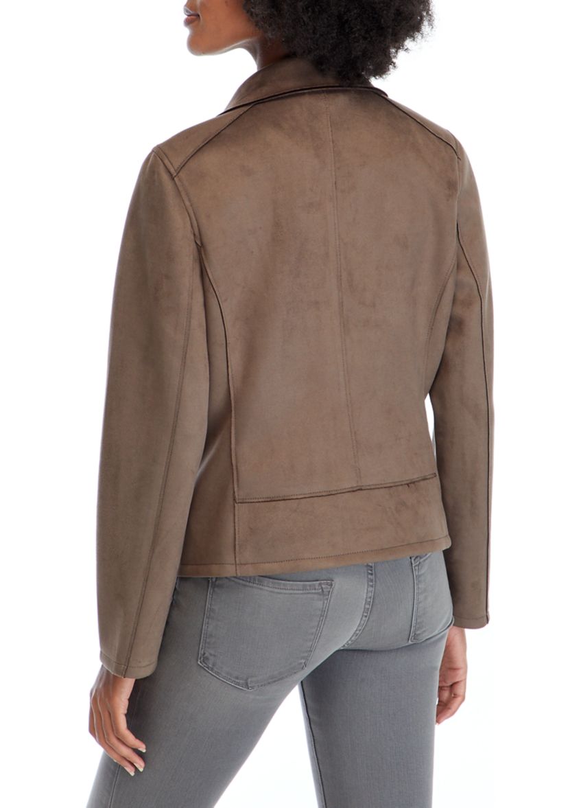 Womens Faux Suede Moto Jacket