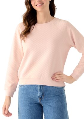 WORKSHOP Republic Clothing Women's Long Sleeve Quilted Crew Neck Sweatshirt, Pink, Large