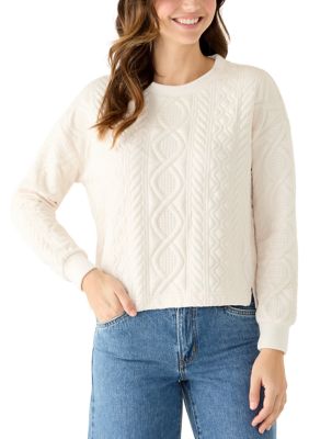 WORKSHOP Republic Clothing Women's Long Sleeve Quilted Crew Neck Sweatshirt, Small