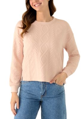 WORKSHOP Republic Clothing Women's Long Sleeve Quilted Crew Neck Sweatshirt, Mauve, Large