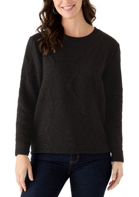 WORKSHOP Republic Clothing Women's Quilted Crew Neck Sweatshirt, Black, Large