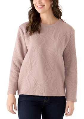 WORKSHOP Republic Clothing Women's Quilted Crew Neck Sweatshirt, Mauve, Large