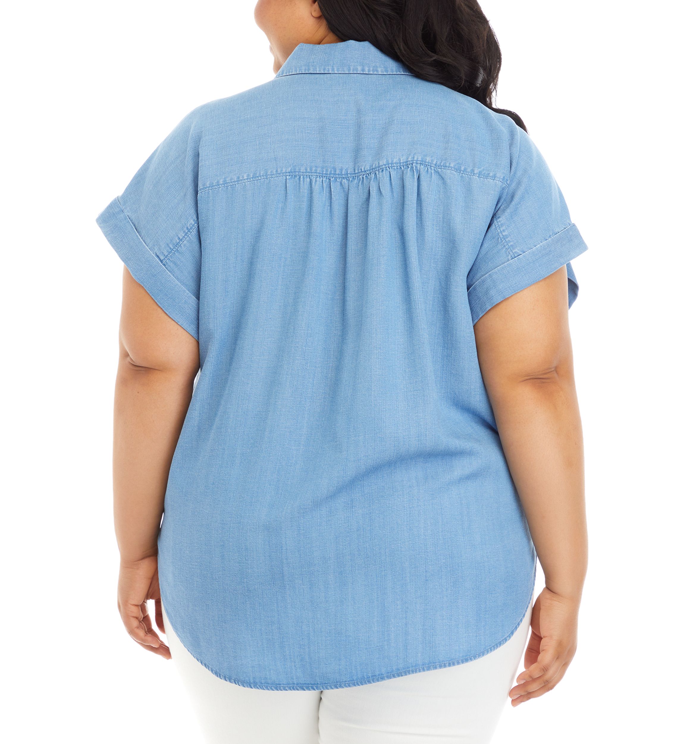 Plus Size Dolman Sleeve Denim Shirt
