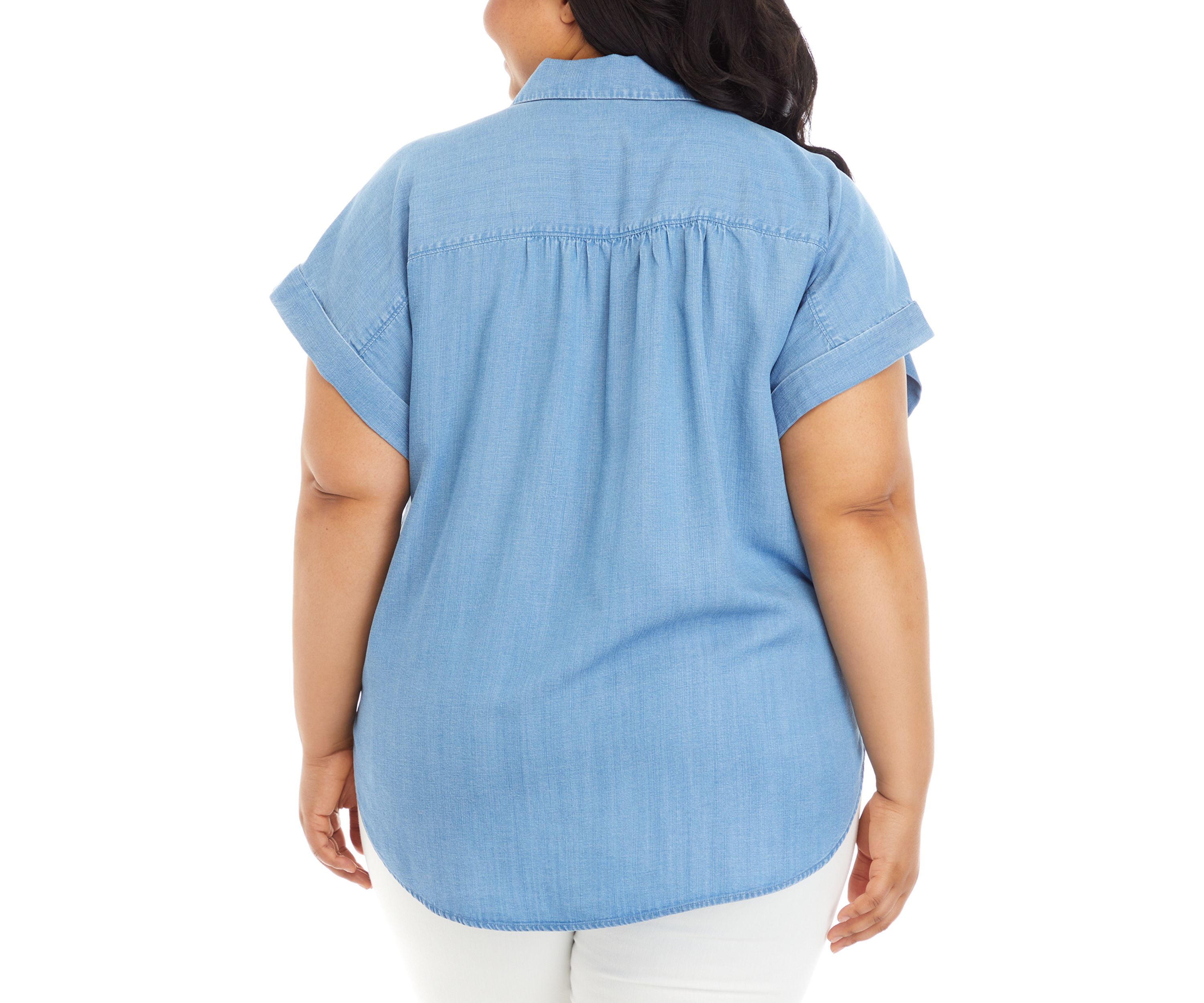 Plus Size Dolman Sleeve Denim Shirt