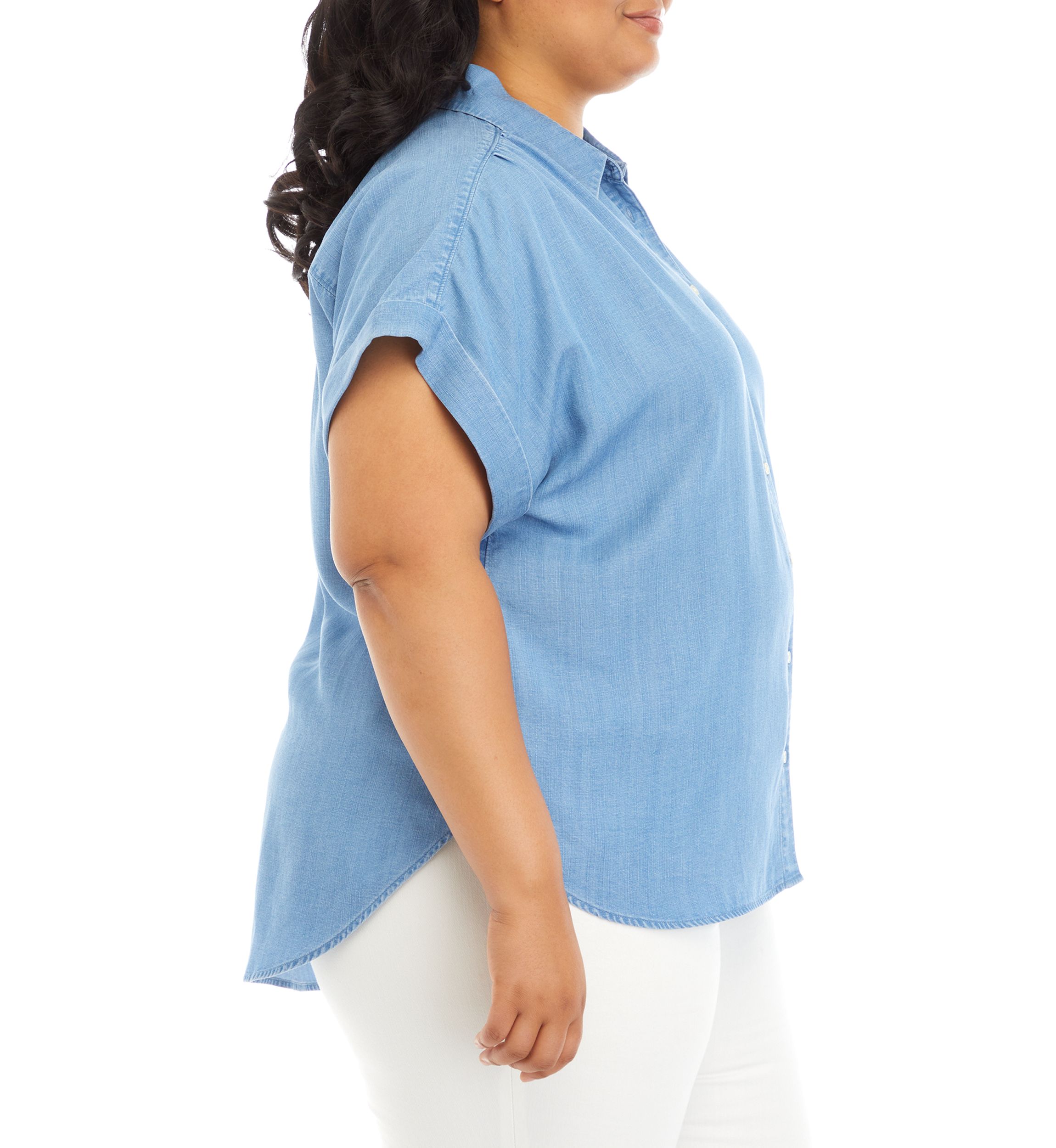 Plus Size Dolman Sleeve Denim Shirt