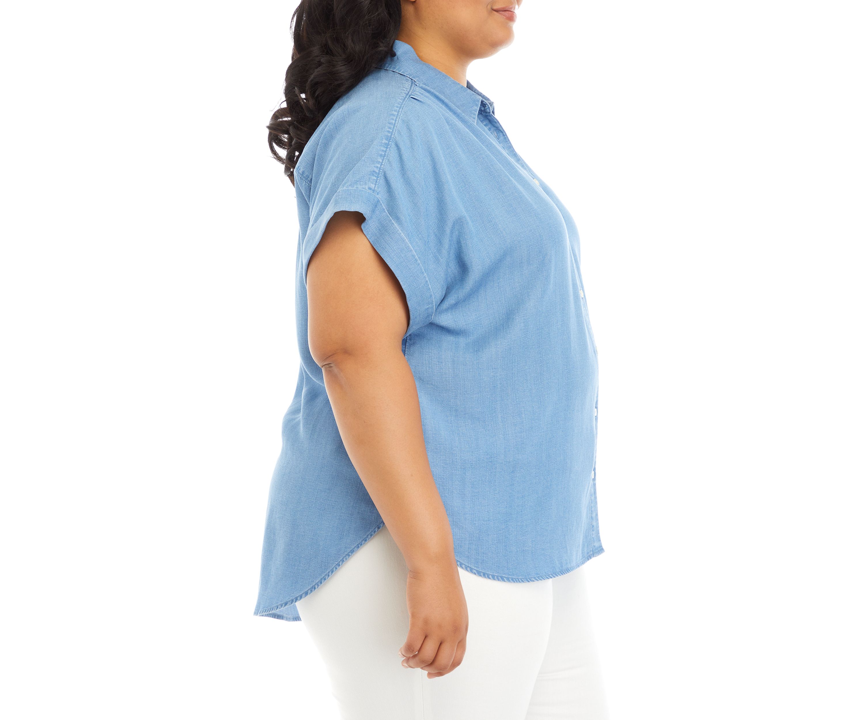 Plus Size Dolman Sleeve Denim Shirt