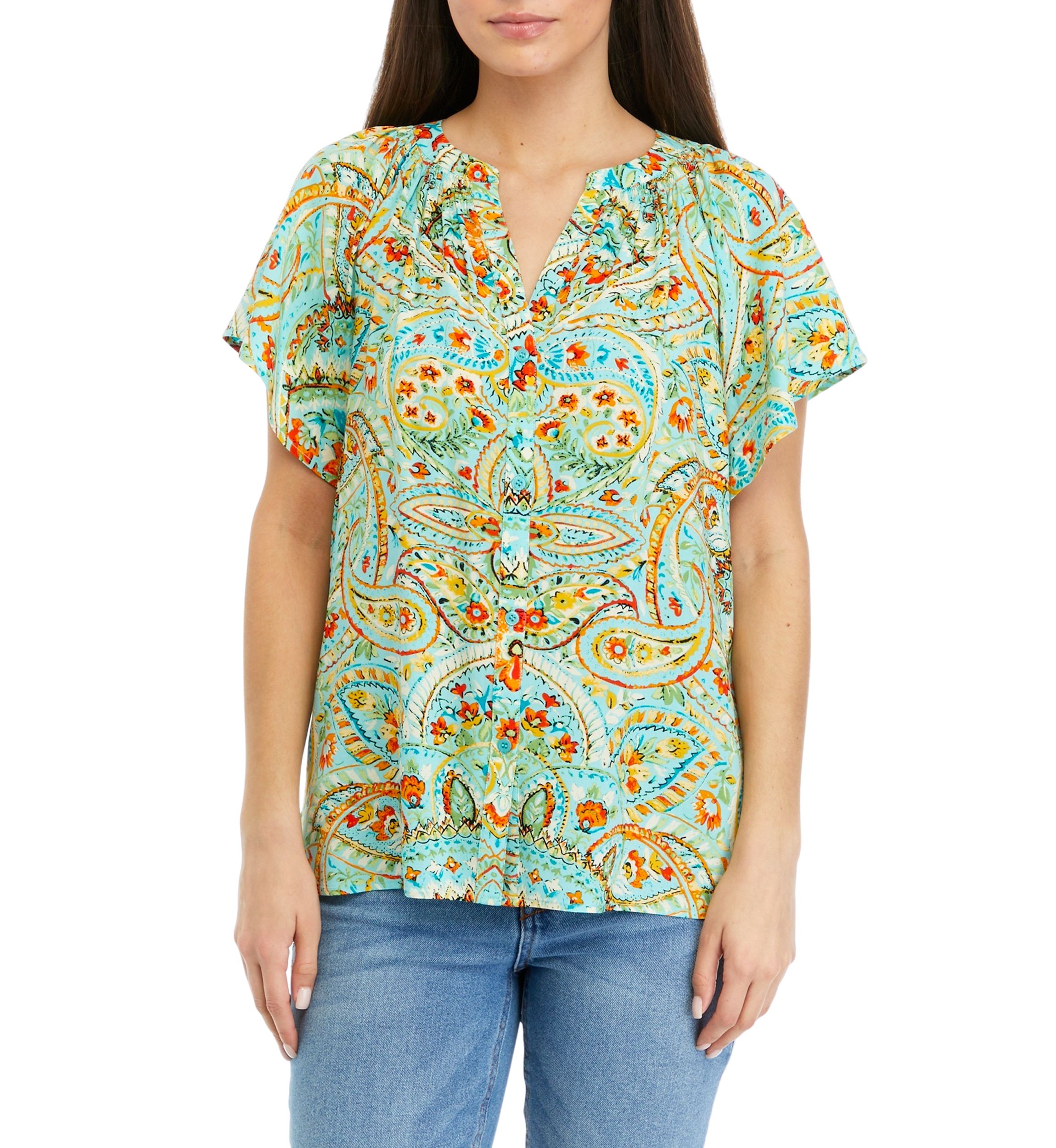 Petite Flutter Sleeve Floral Top 