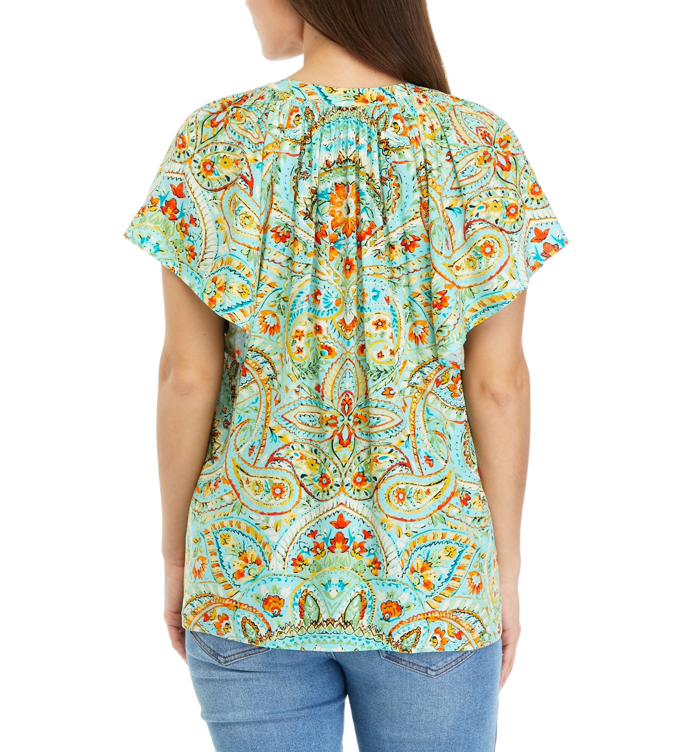 Petite Flutter Sleeve Floral Top 