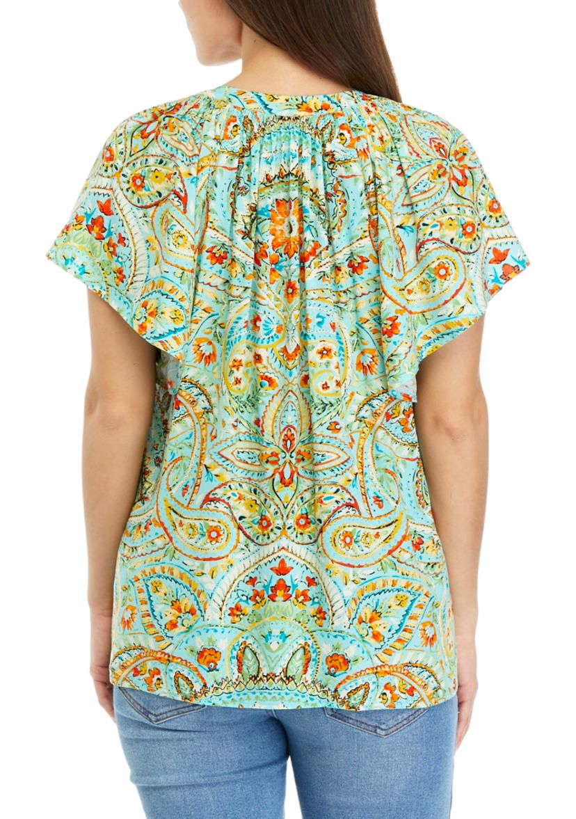 Petite Flutter Sleeve Floral Top 