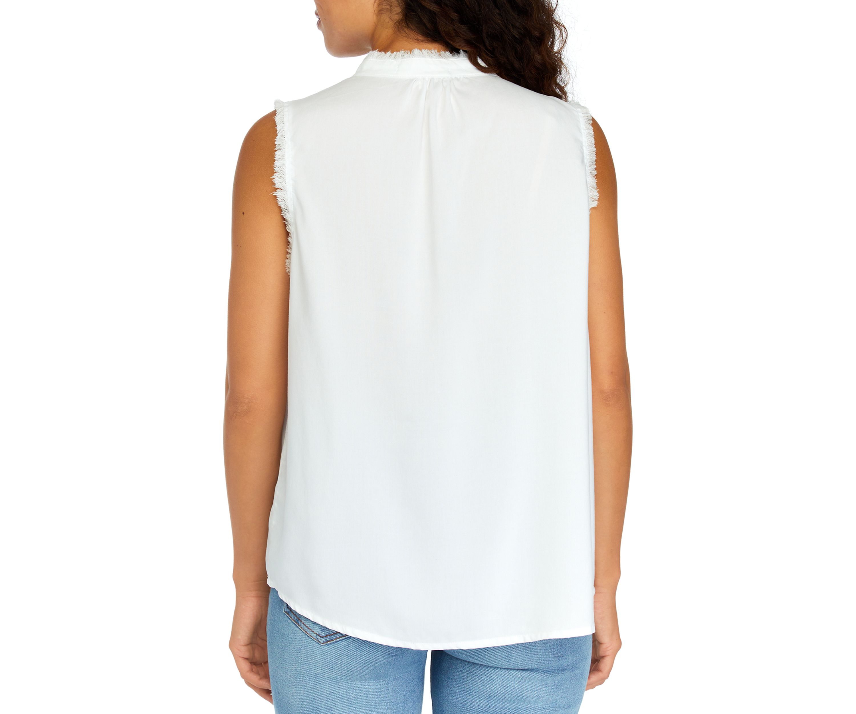 Petite Sleeveless Split Neck Top 