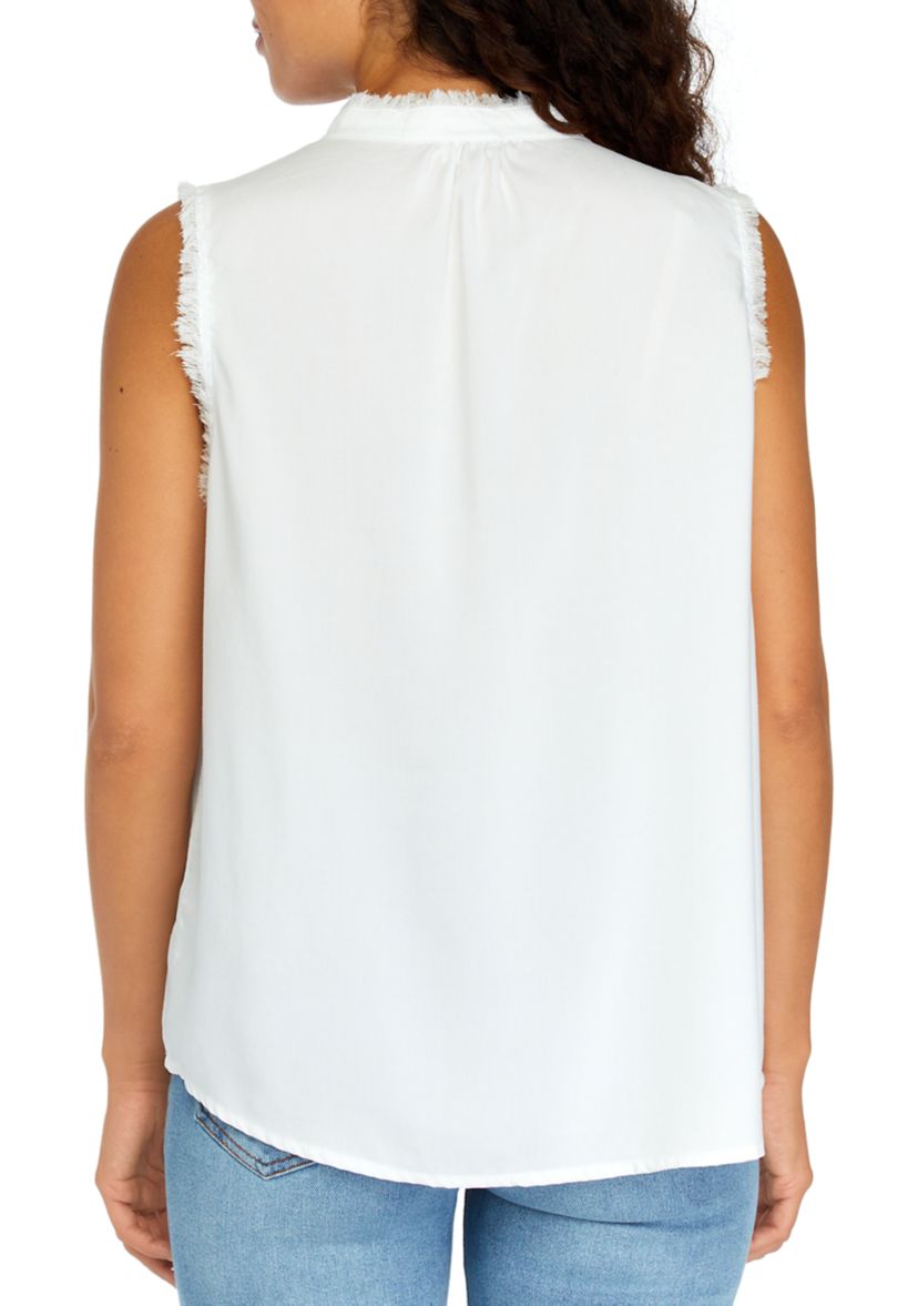 Petite Sleeveless Split Neck Top 