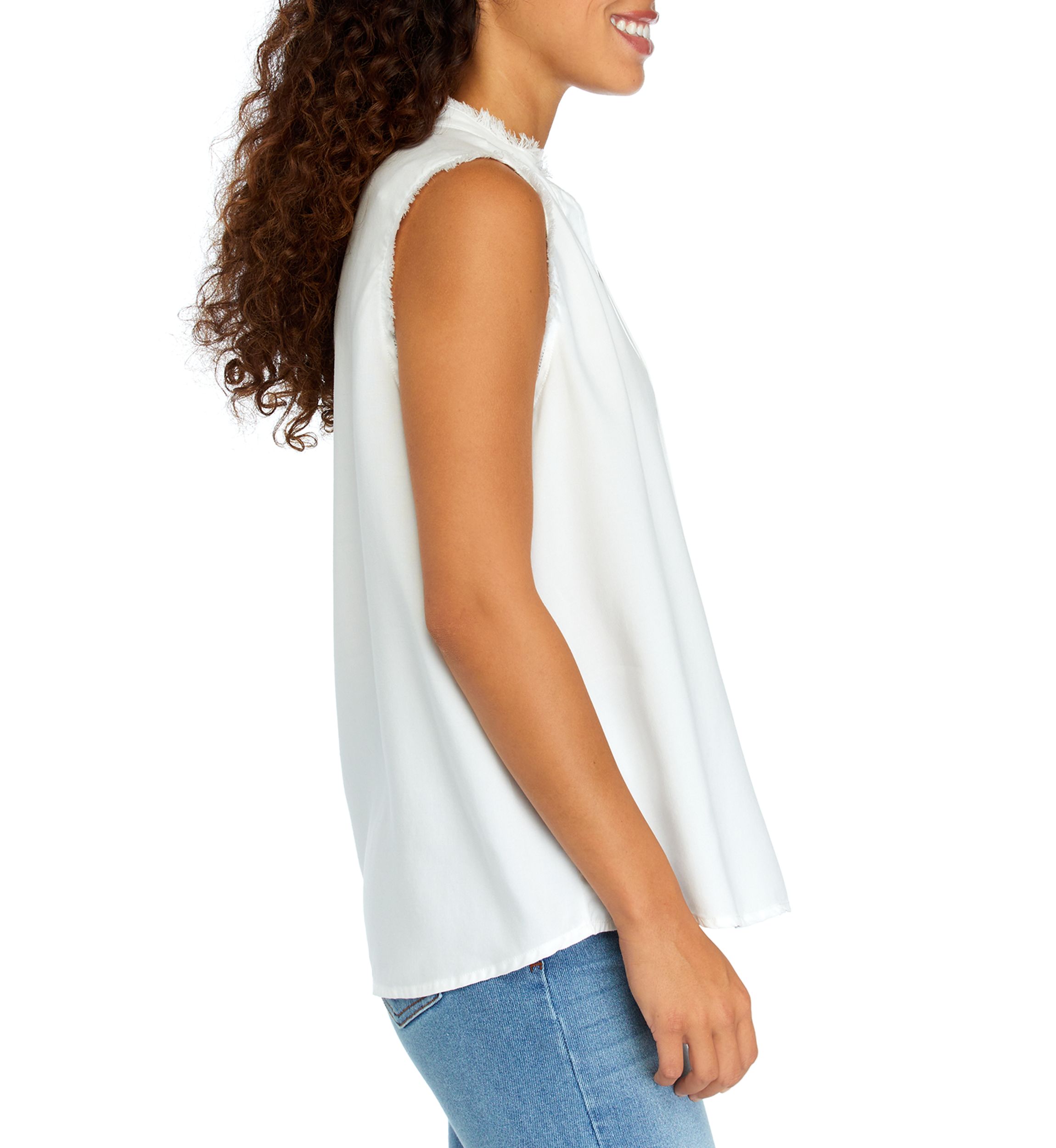 Petite Sleeveless Split Neck Top 