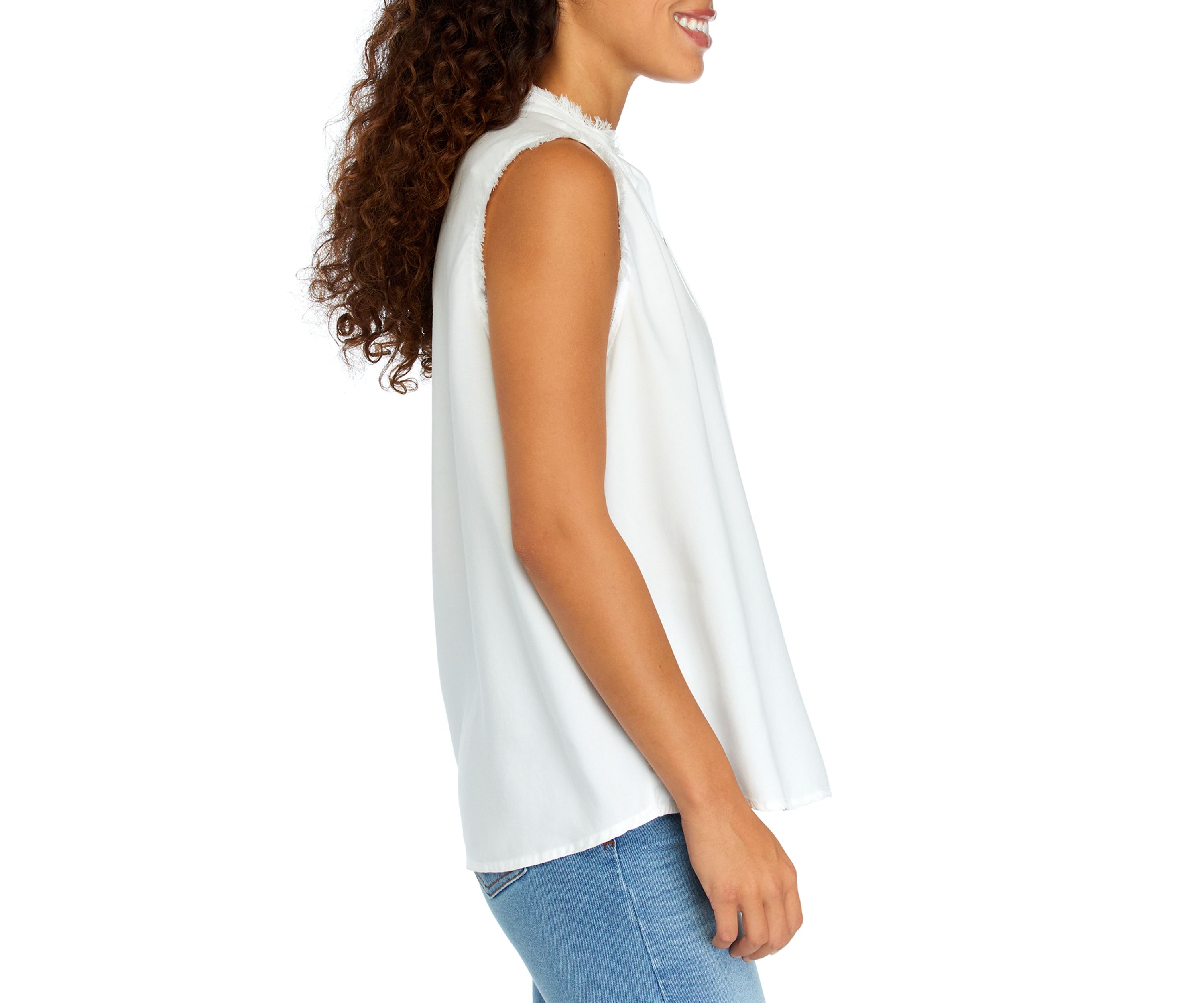 Petite Sleeveless Split Neck Top 