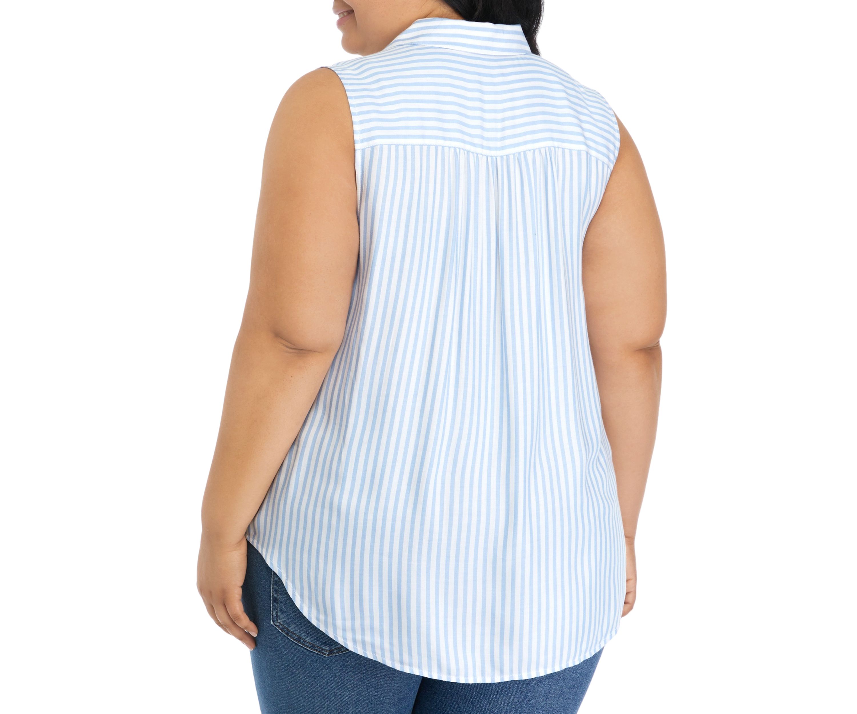 Plus Size Sleeveless Collared Button Down Top