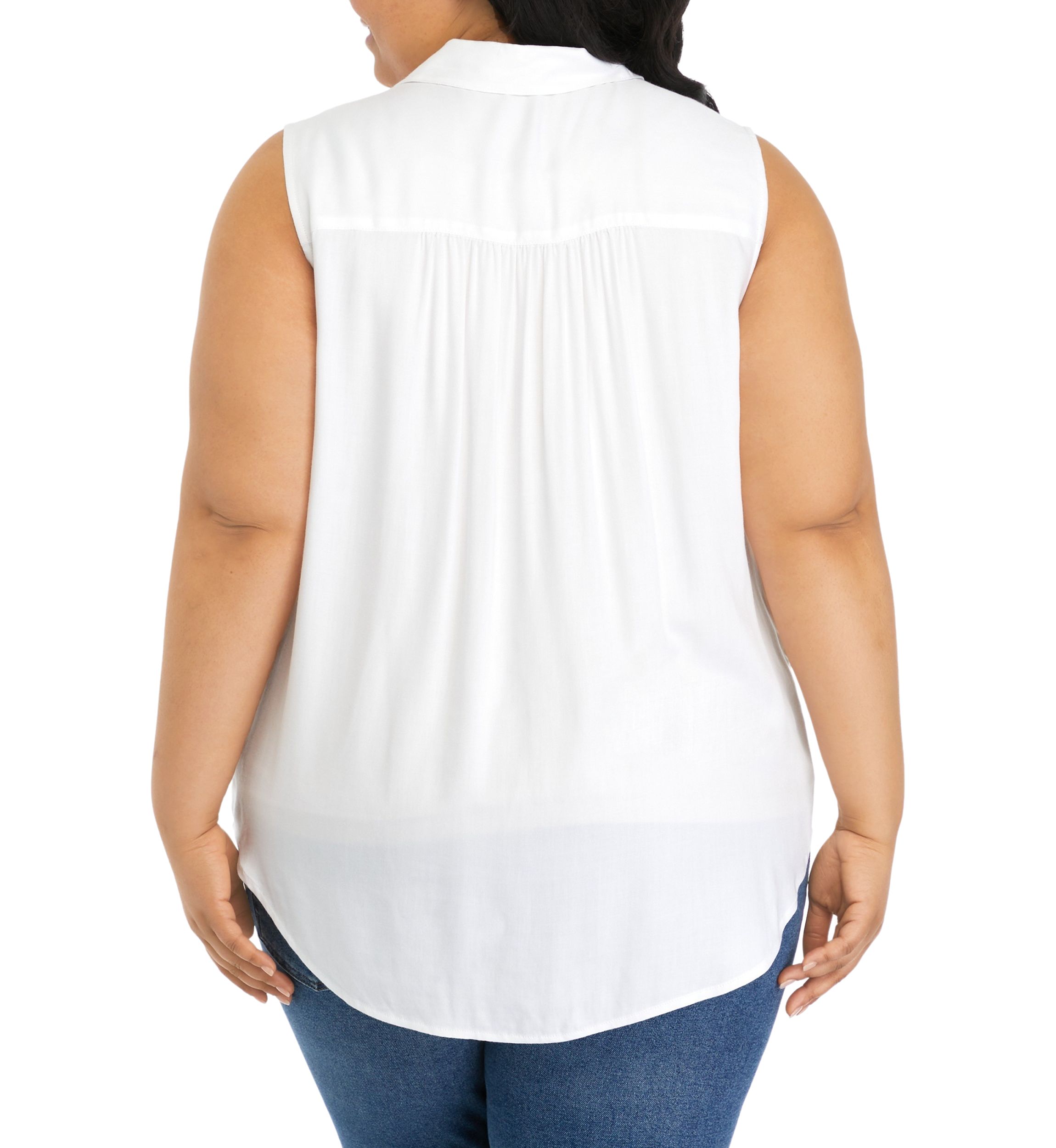 Plus Size Sleeveless Collared Button Down Top
