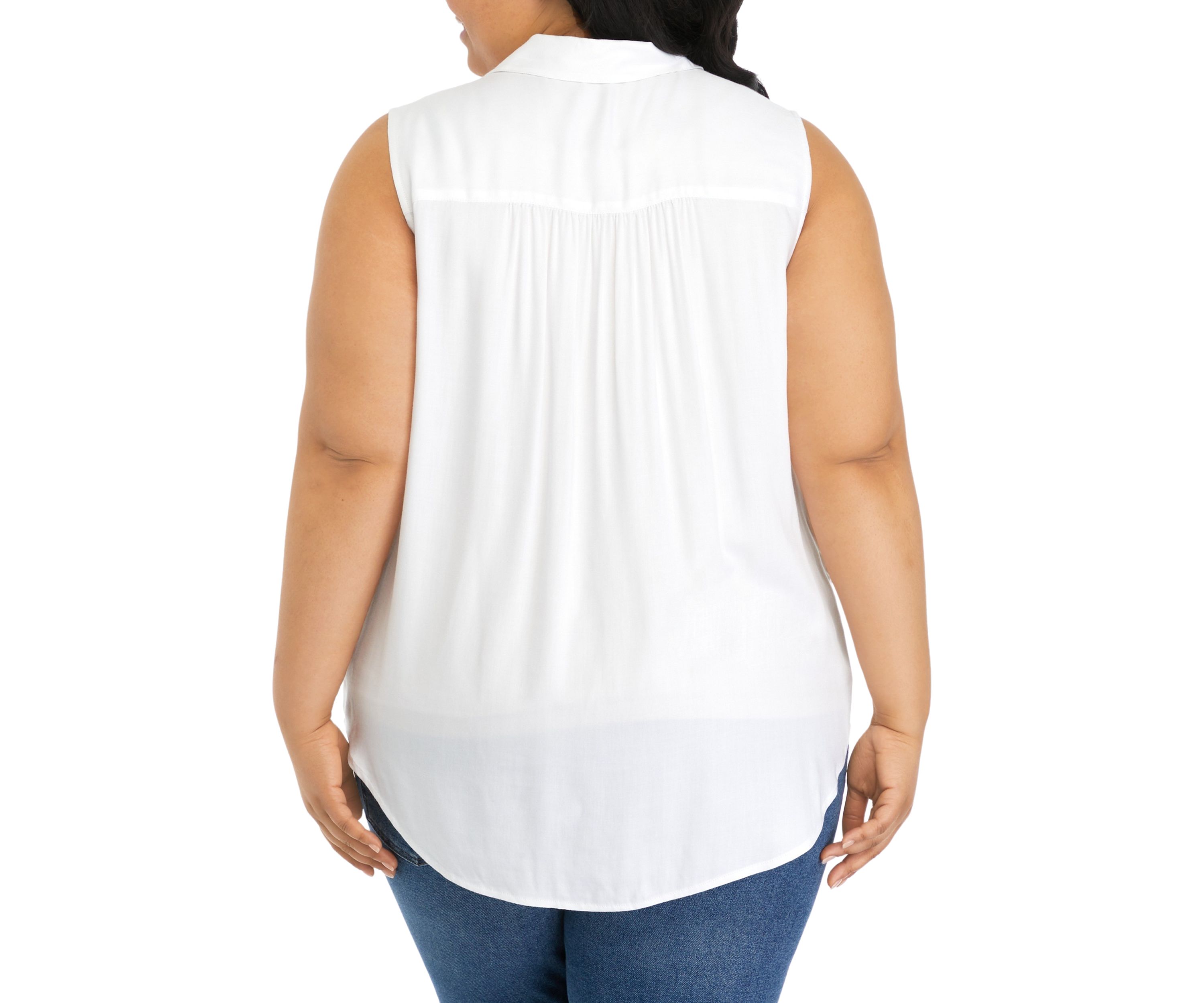 Plus Size Sleeveless Collared Button Down Top