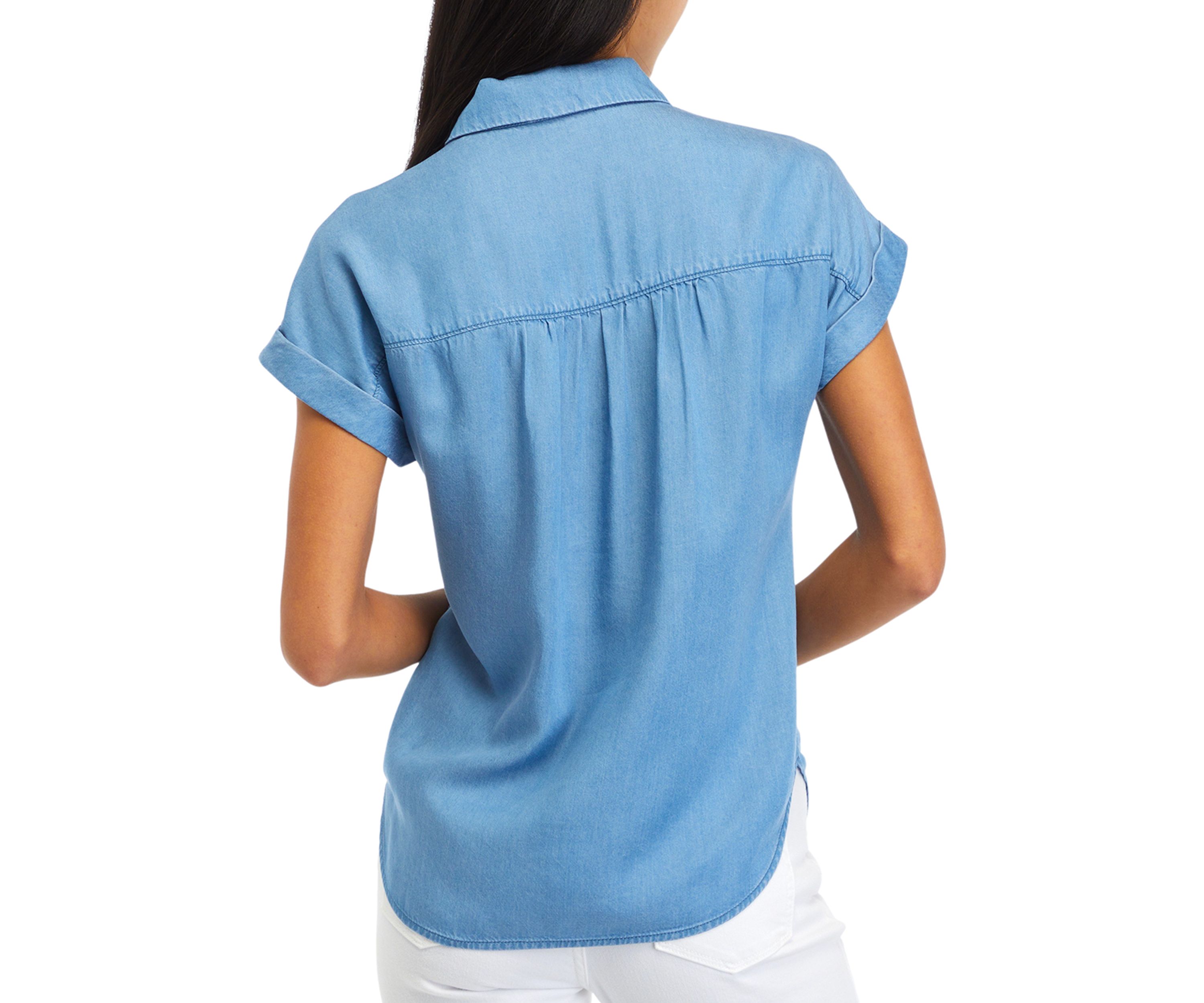 Petite Pullover Blouse with Buttons 