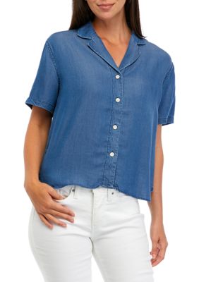 Women's Notch Collar Button Down Shirt