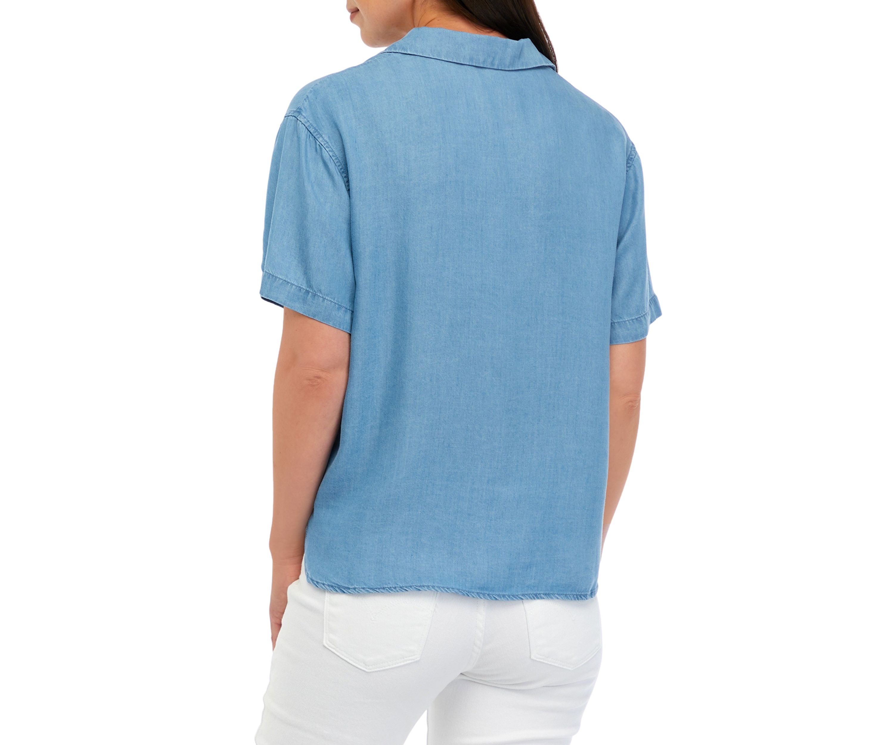 Womens Notch Collar Button Down Shirt