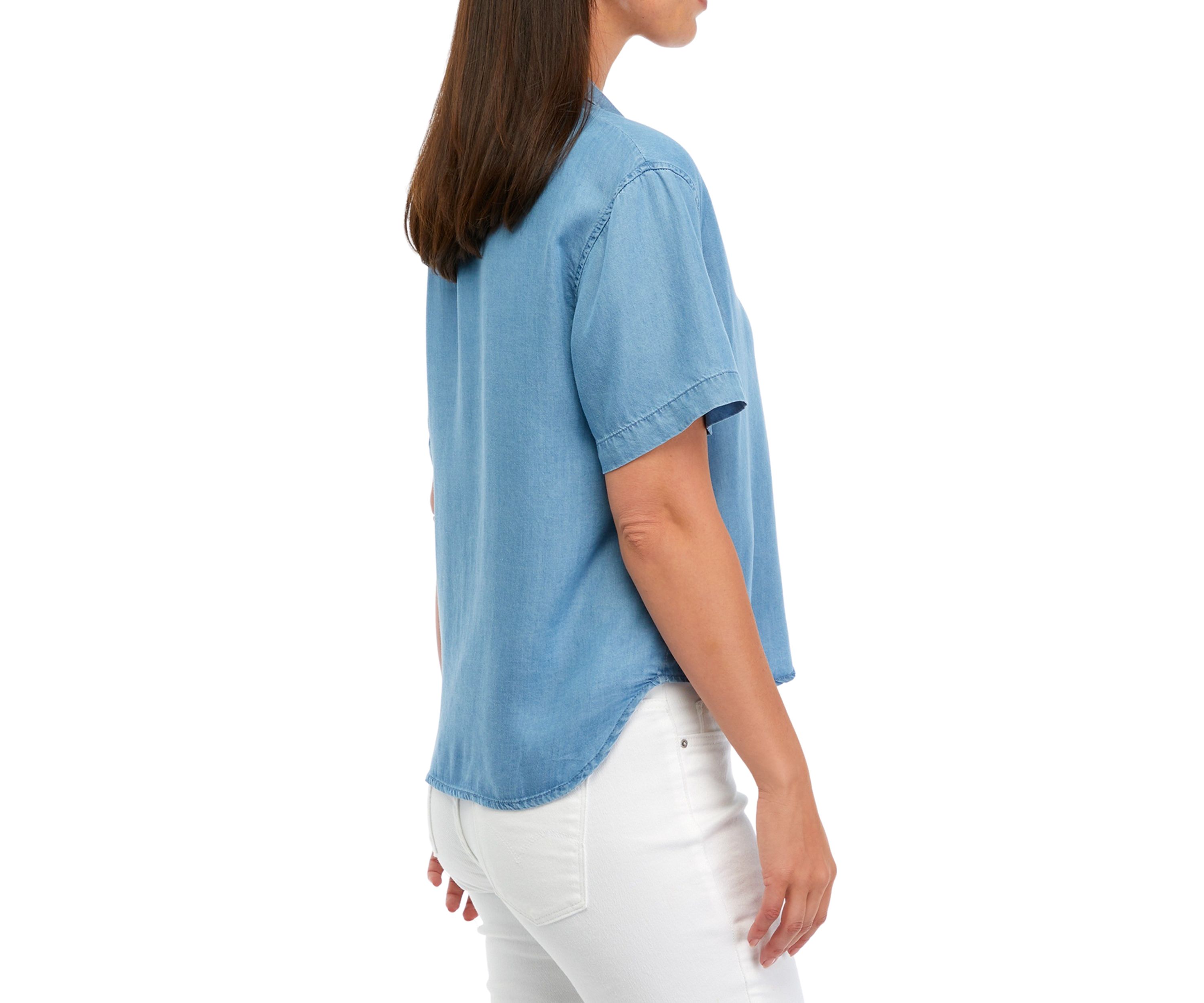 Womens Notch Collar Button Down Shirt