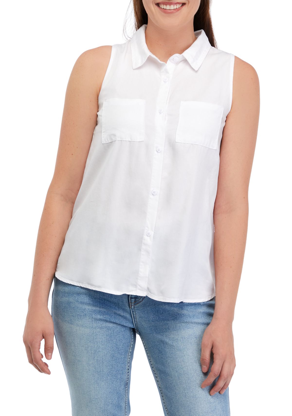 Womens Button Down Shirt with High Low Hem 