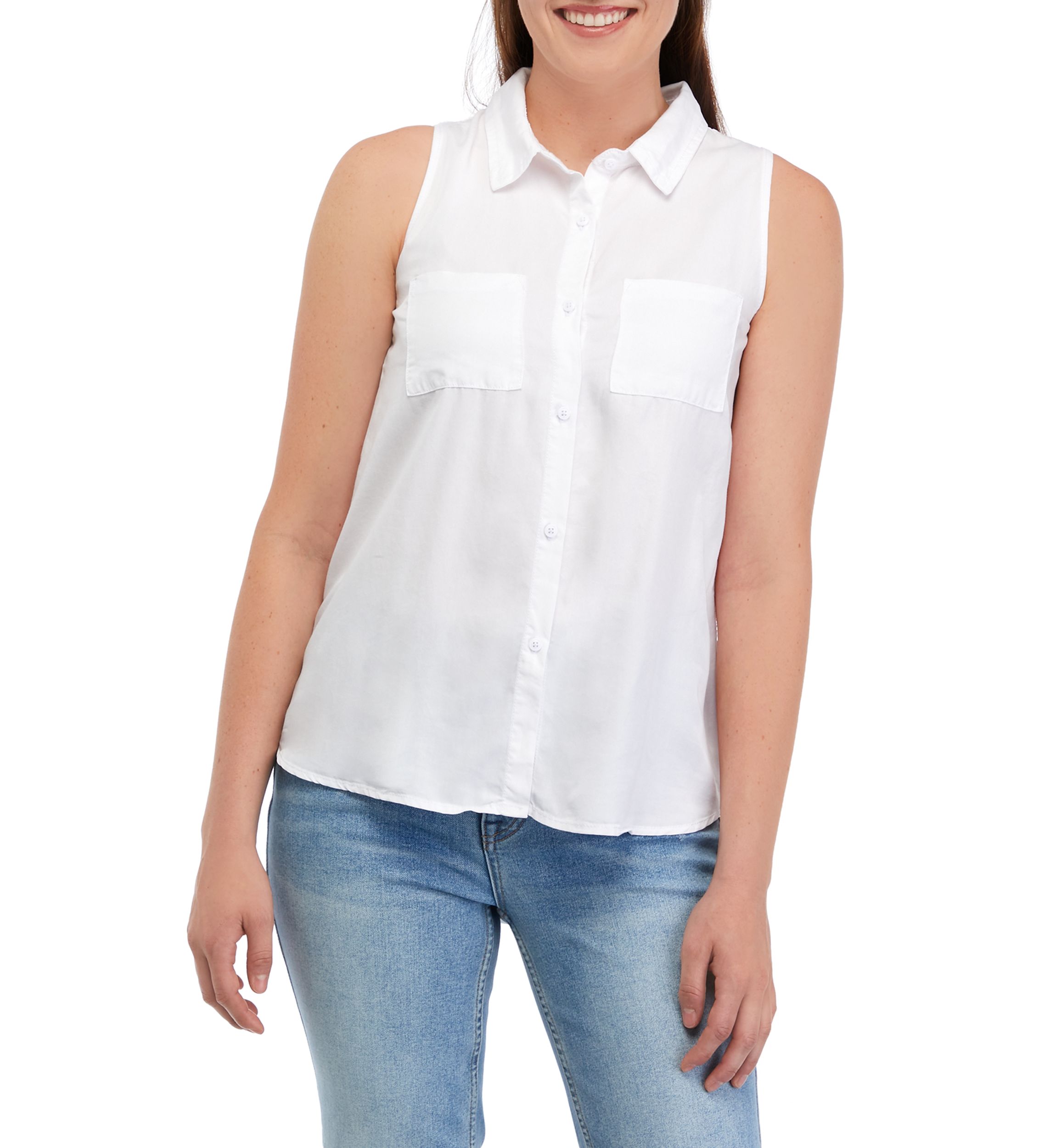Womens Button Down Shirt with High Low Hem 