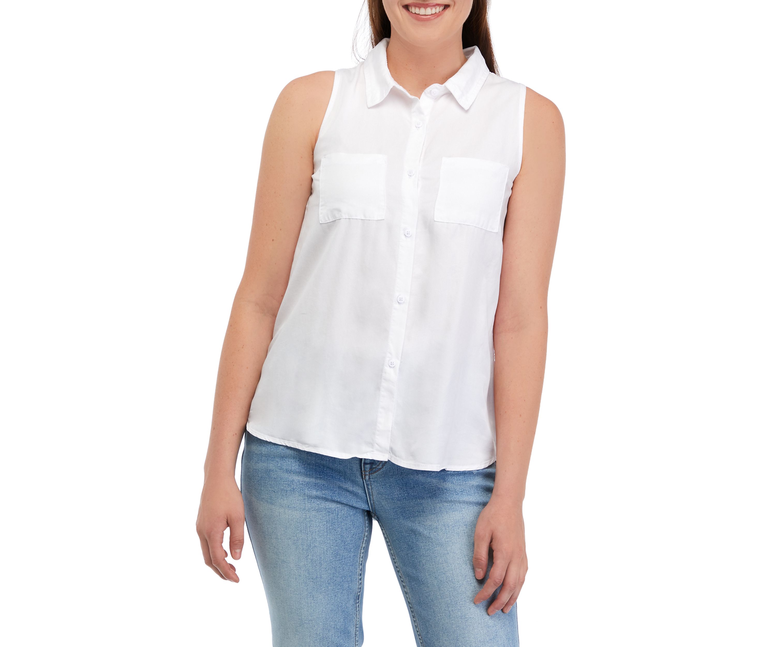Womens Button Down Shirt with High Low Hem 