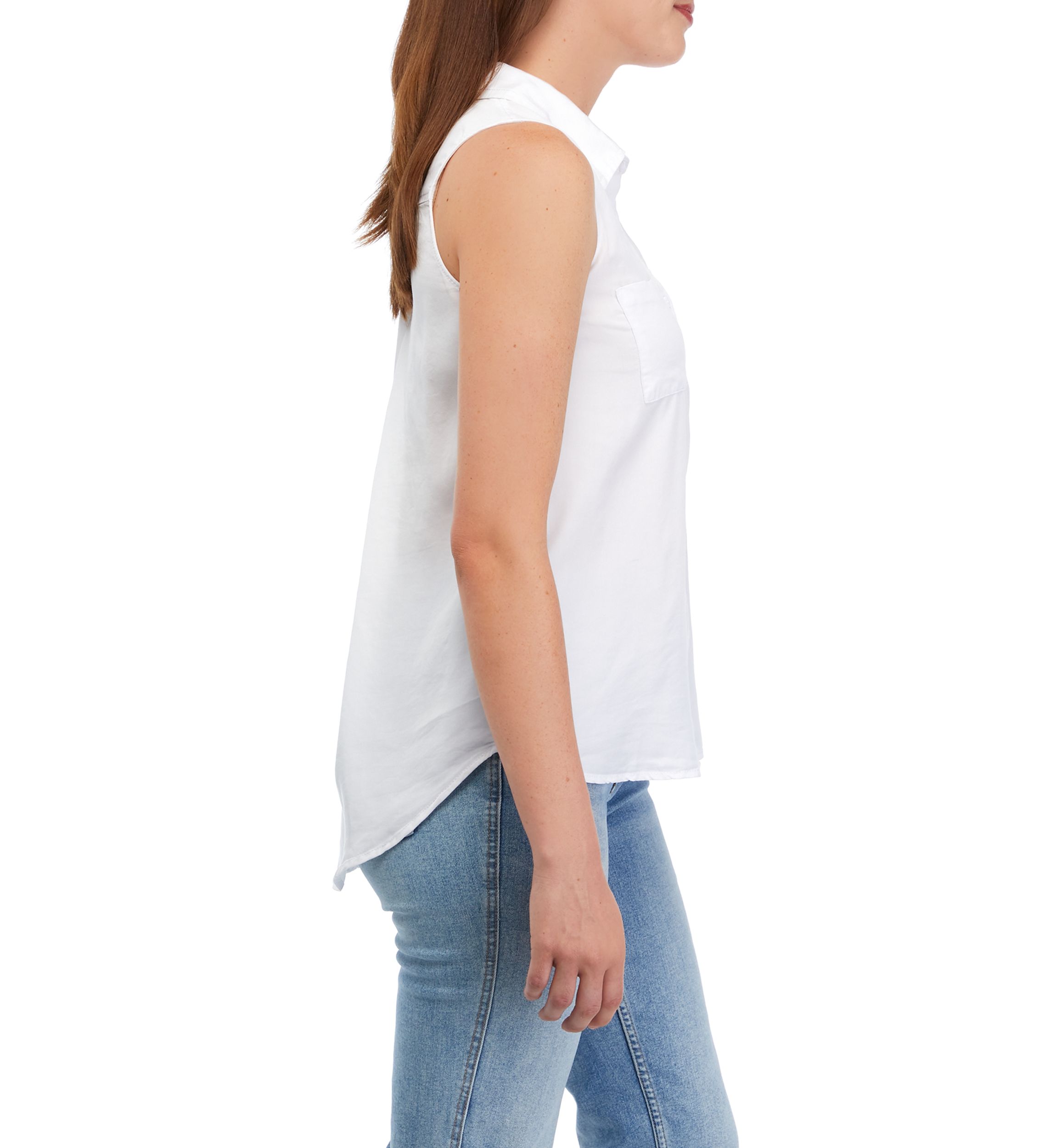 Womens Button Down Shirt with High Low Hem 