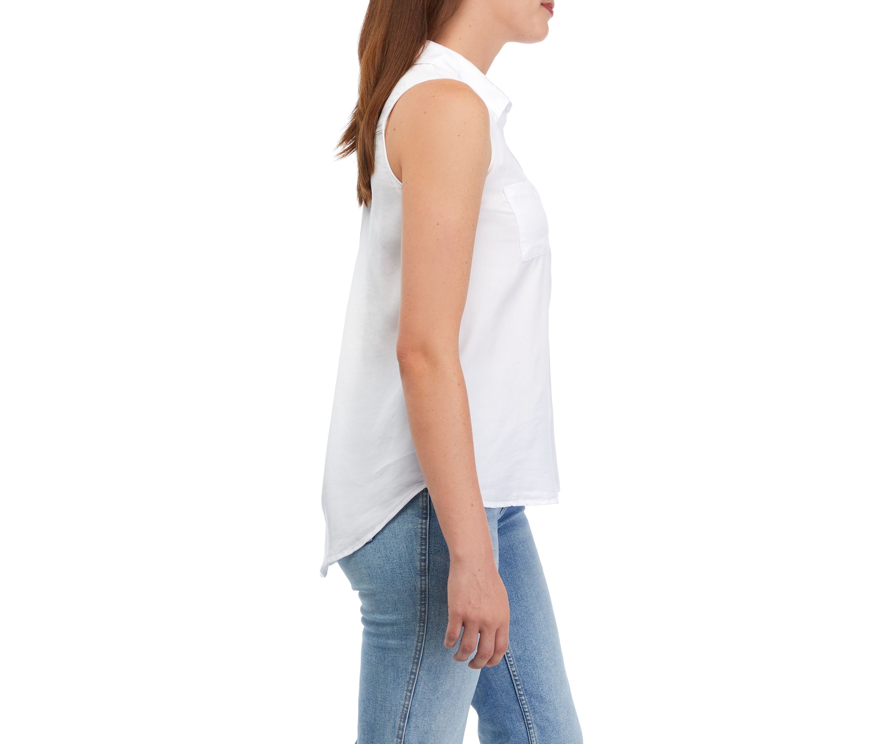 Womens Button Down Shirt with High Low Hem 