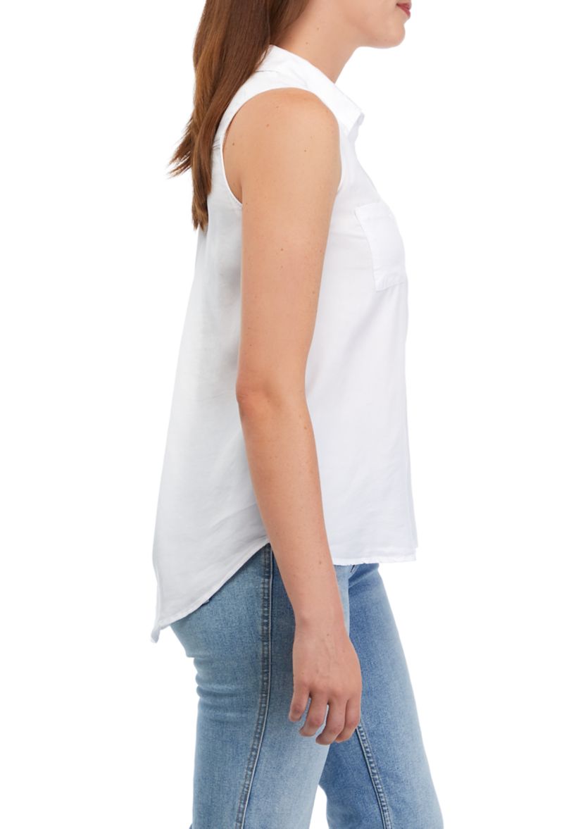 Womens Button Down Shirt with High Low Hem 