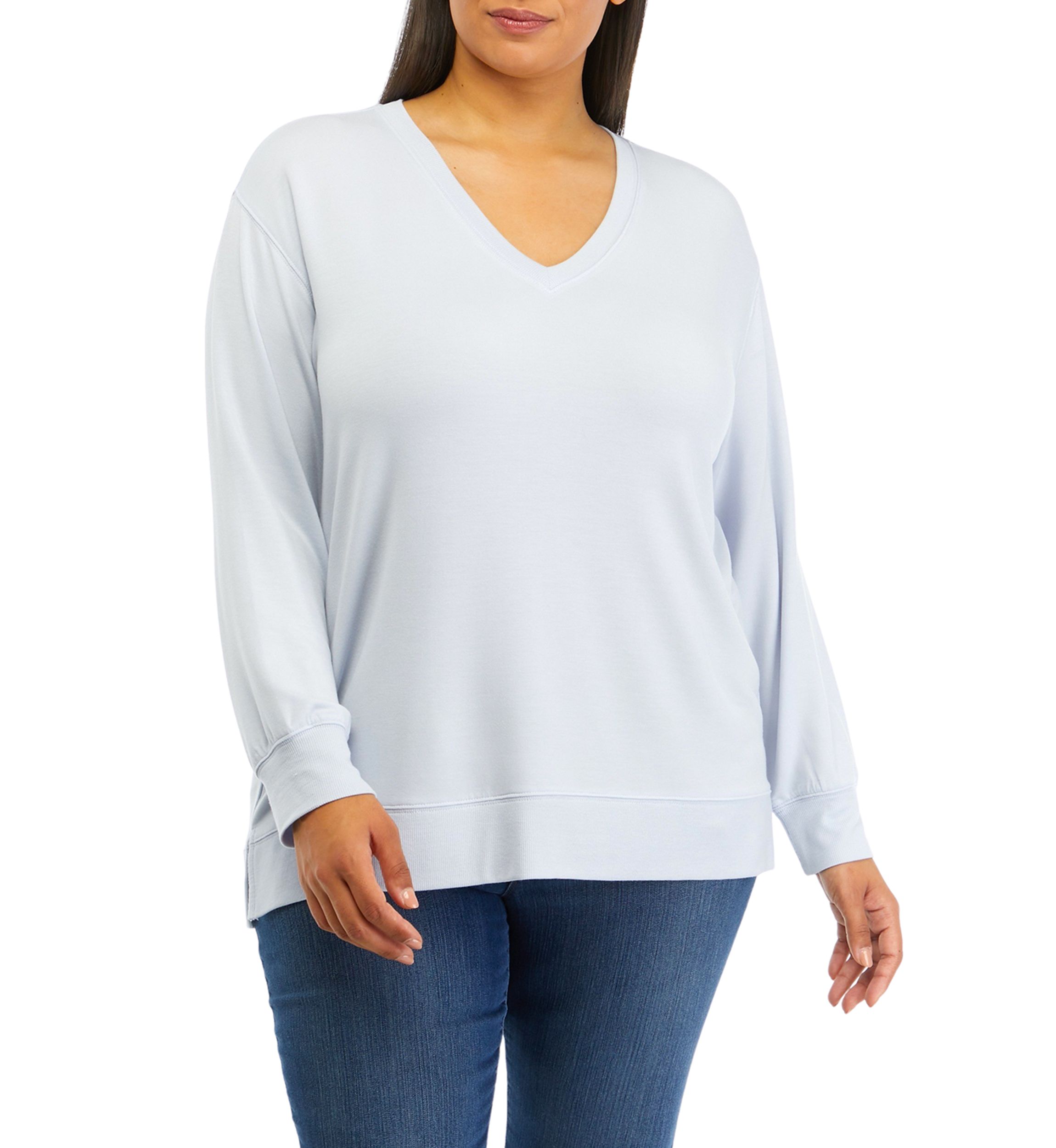 Plus Size V-Neck French Terry Top