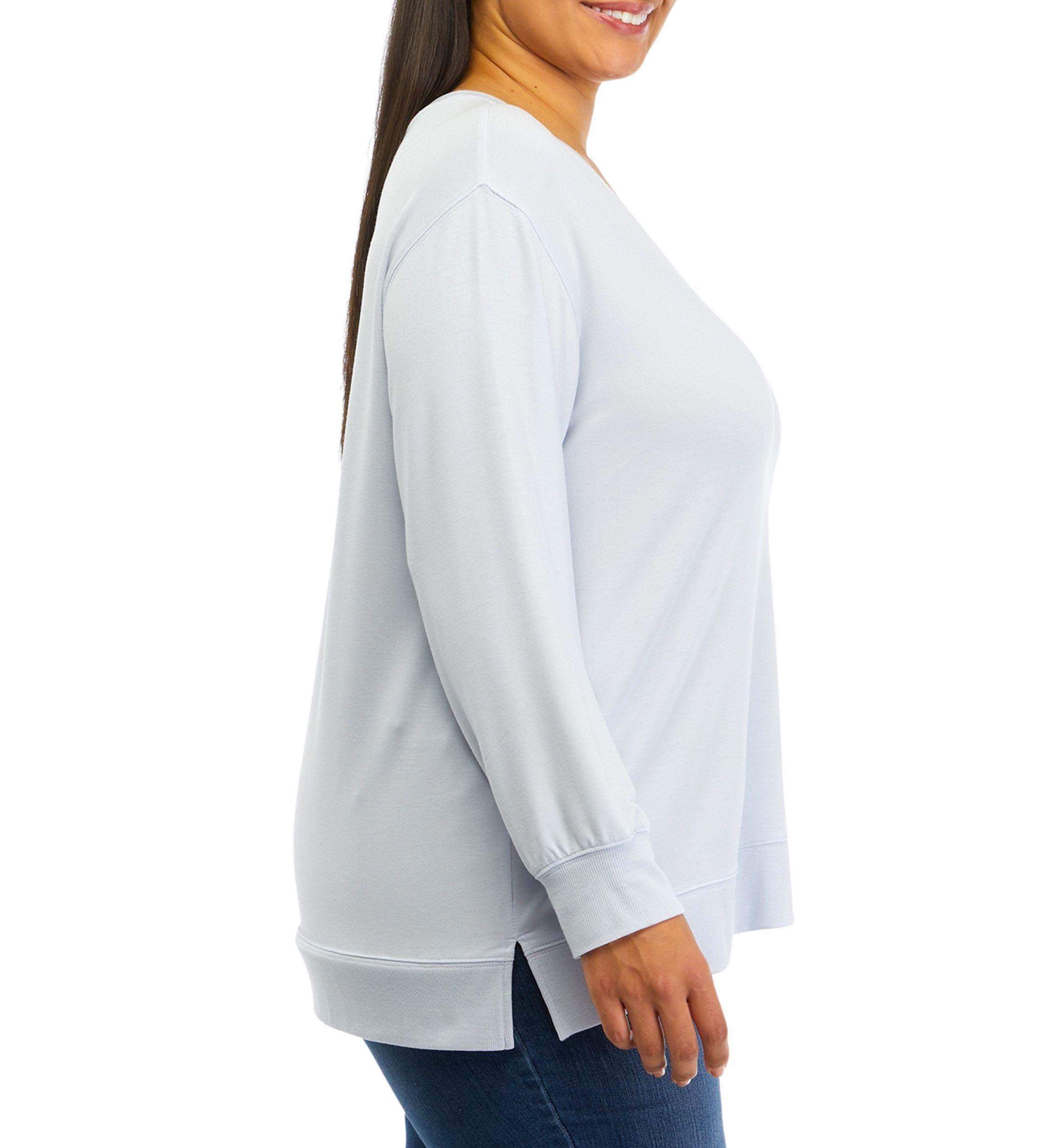 Plus Size V-Neck French Terry Top